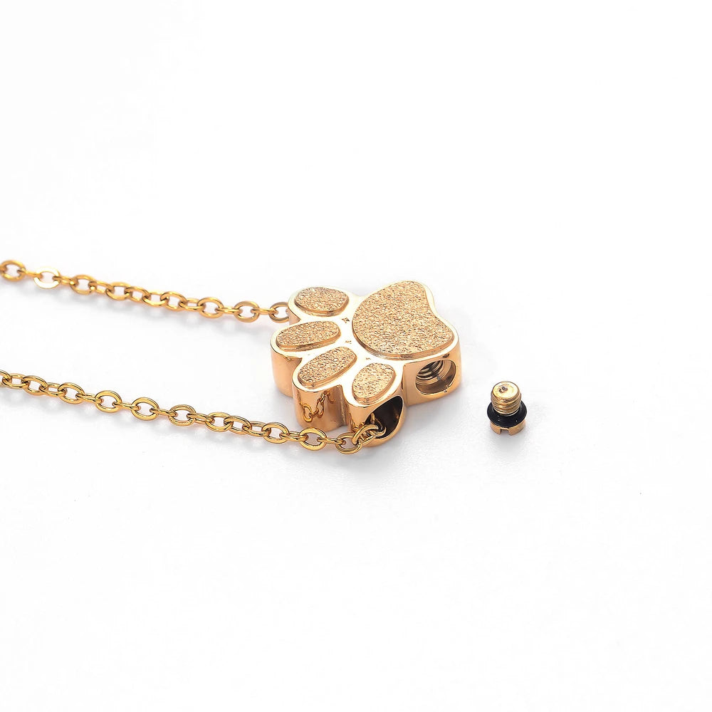 Stainless Steel Paw Print Perfume Necklace