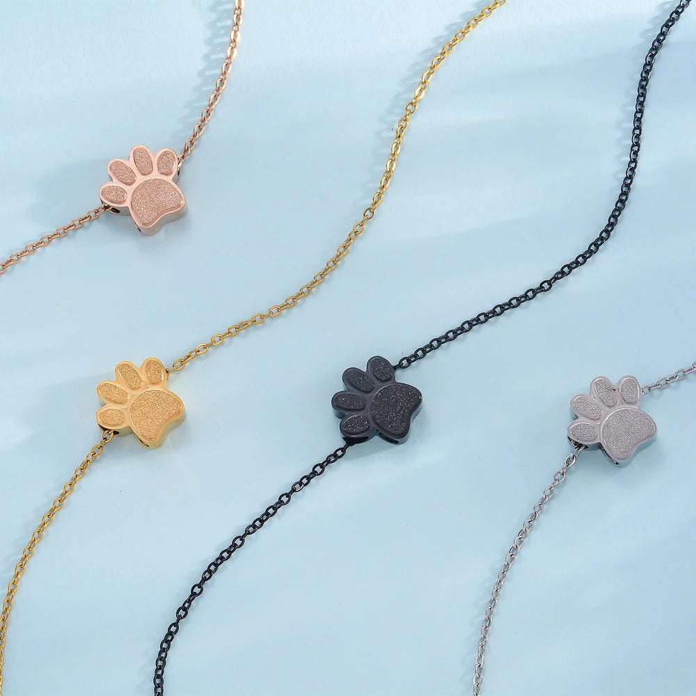 Stainless Steel Paw Print Perfume Necklace